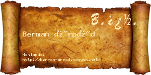 Berman Árpád névjegykártya